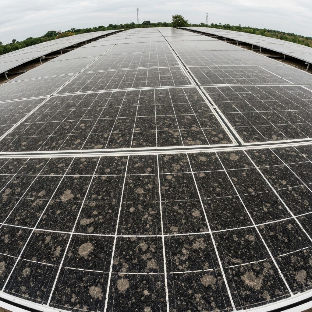 Before cleaning - dirty solar panels