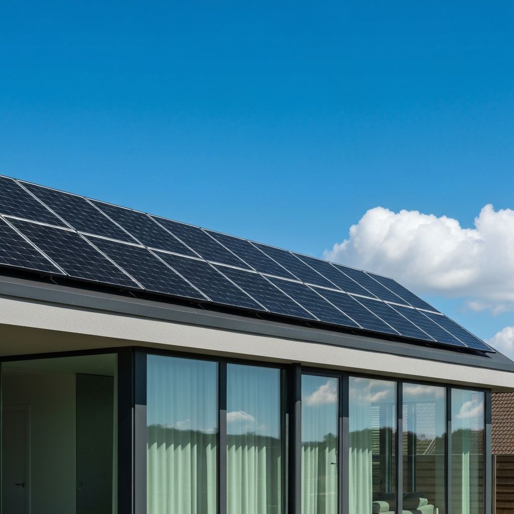 Clean solar panels on residential roof